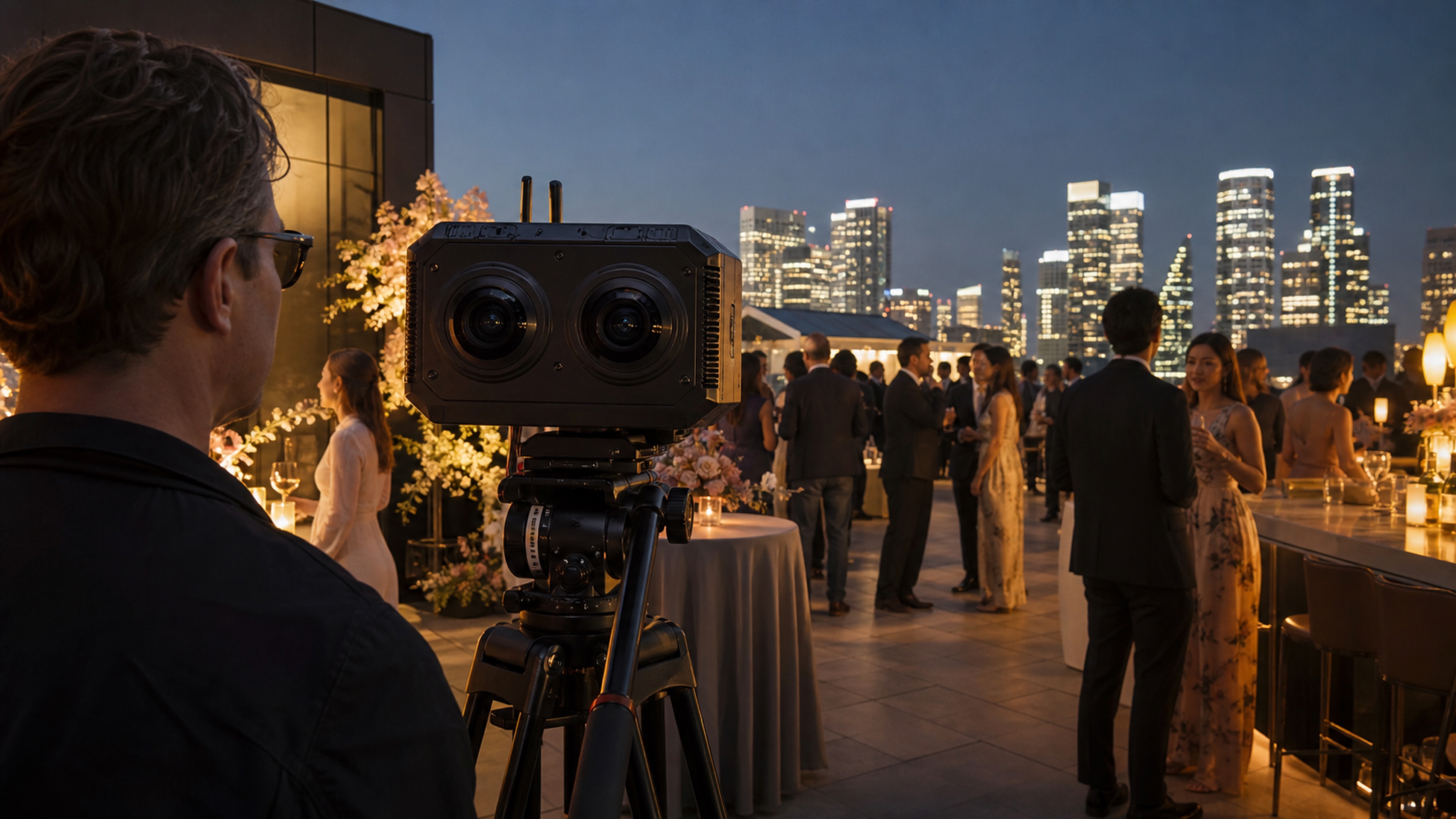 Luxury rooftop celebration visual